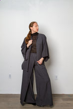 Load image into Gallery viewer, Grey belted Kimono jacket  with side pockets