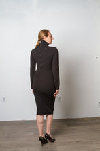 Load image into Gallery viewer, Black long sleeve turtle neck dress