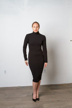 Cargar imagen en el visor de la galería, Black long sleeve turtle neck dress