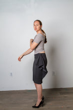 Load image into Gallery viewer, Grey slim skirt with side ruffle